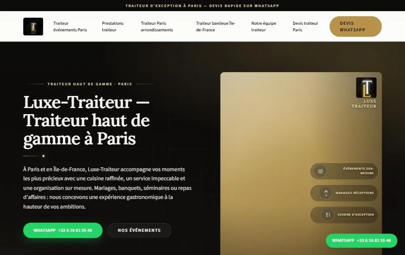 Luxe-Traiteur — Local SEO site for a Paris caterer — website screenshot luxe-traiteur.fr